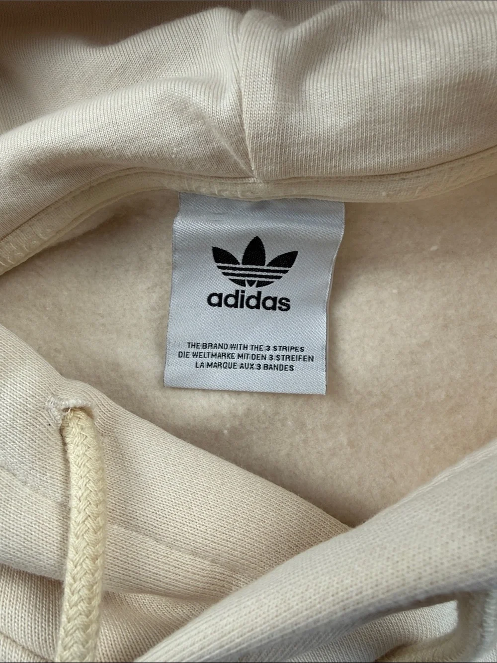 adidas Cream Trefoil Pullover Hoodie sz Medium